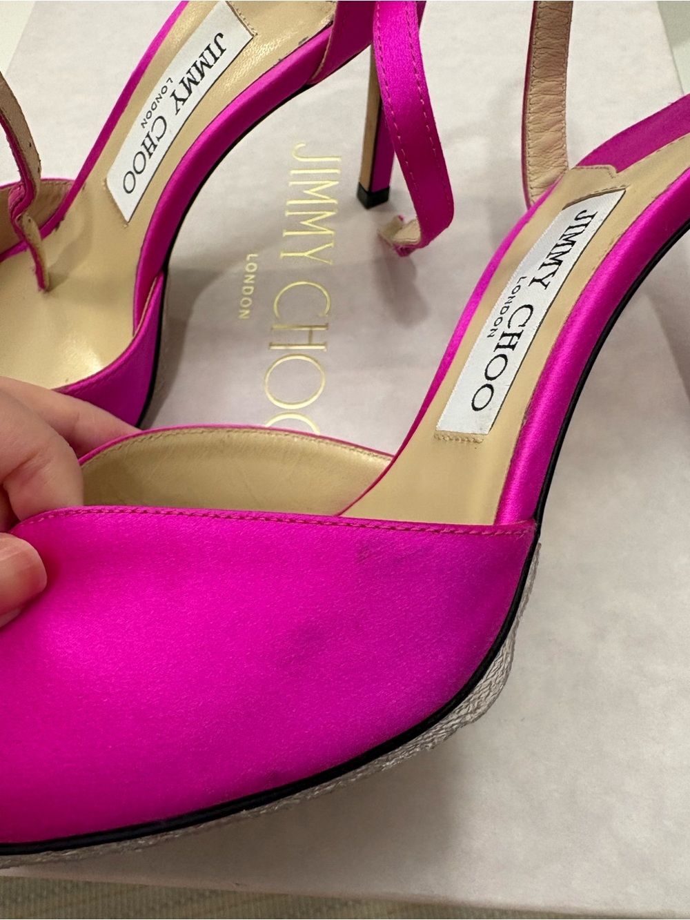 Jimmy Choo Hot Pink Satin Sacora 85 - Picture 10 of 10